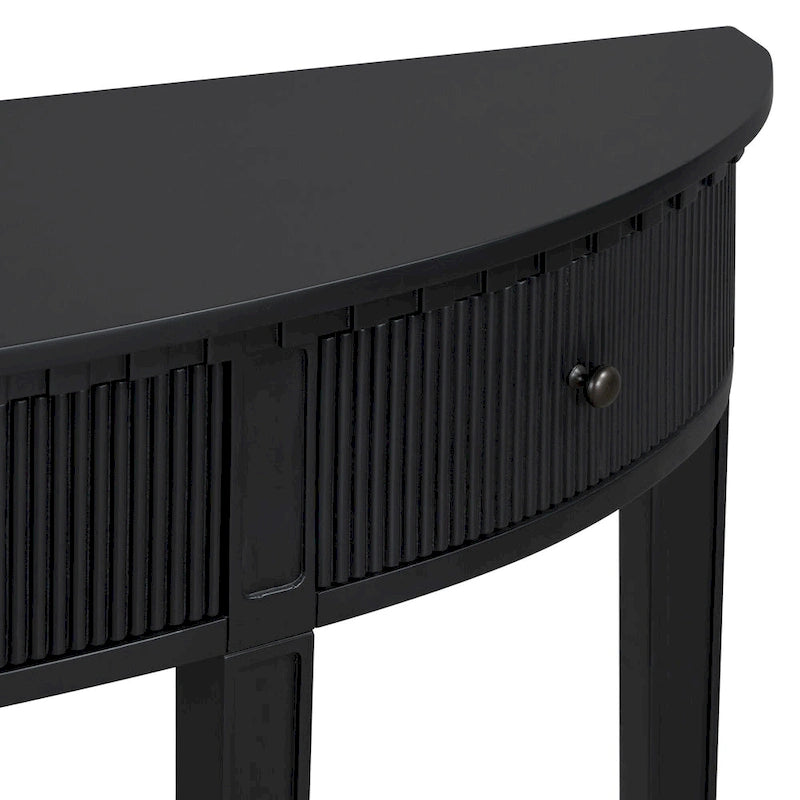 51-Inch Modern Curved Console Table with Vertical Stripe Drawers