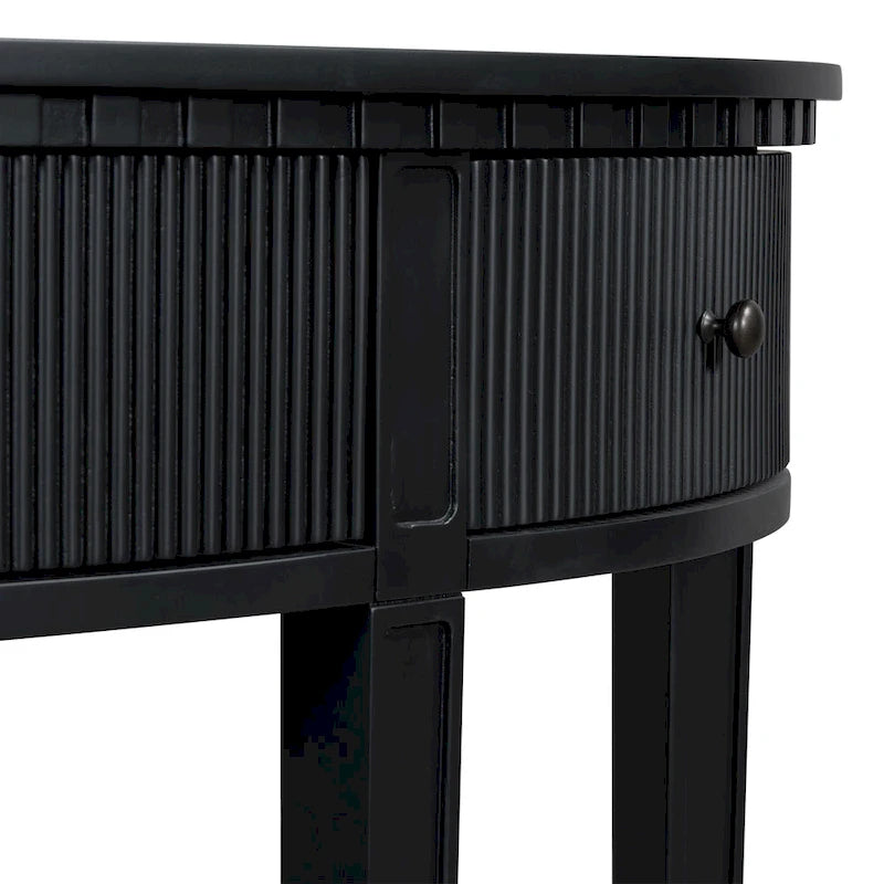 51-Inch Modern Curved Console Table with Vertical Stripe Drawers