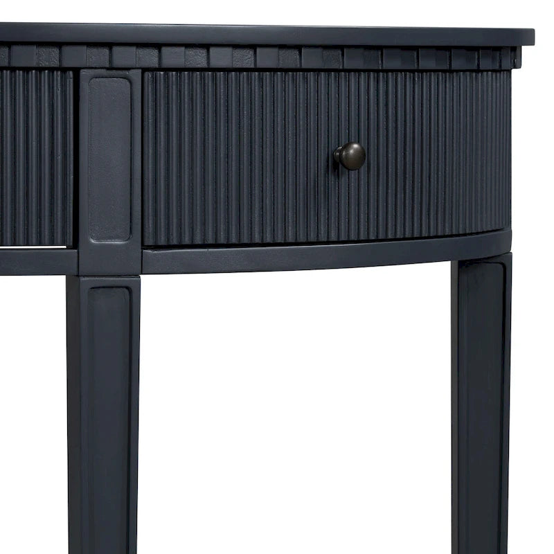 51-Inch Modern Curved Console Table with Vertical Stripe Drawers
