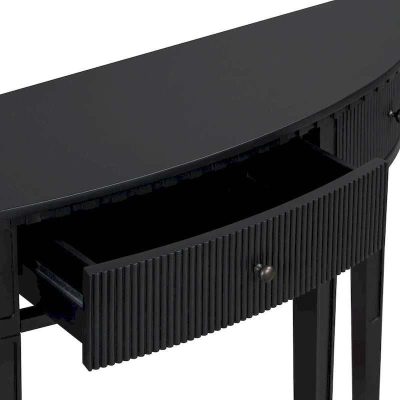 51-Inch Modern Curved Console Table with Vertical Stripe Drawers