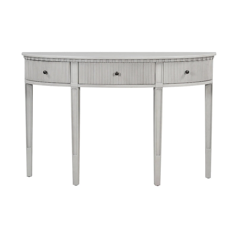 51-Inch Modern Curved Console Table with Vertical Stripe Drawers