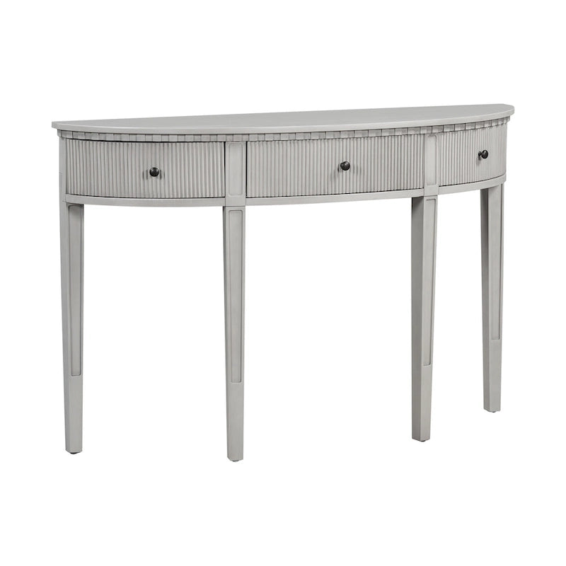 51-Inch Modern Curved Console Table with Vertical Stripe Drawers
