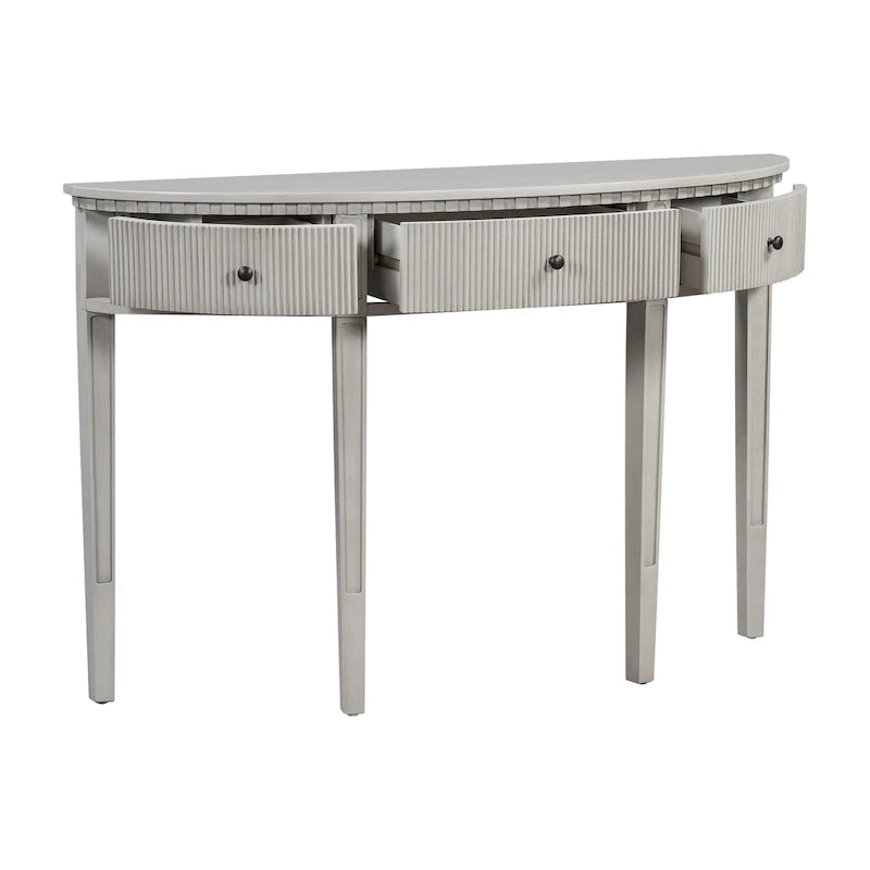 51-Inch Modern Curved Console Table with Vertical Stripe Drawers