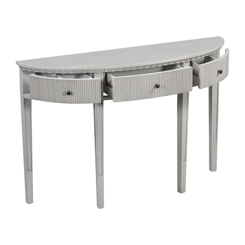 51-Inch Modern Curved Console Table with Vertical Stripe Drawers
