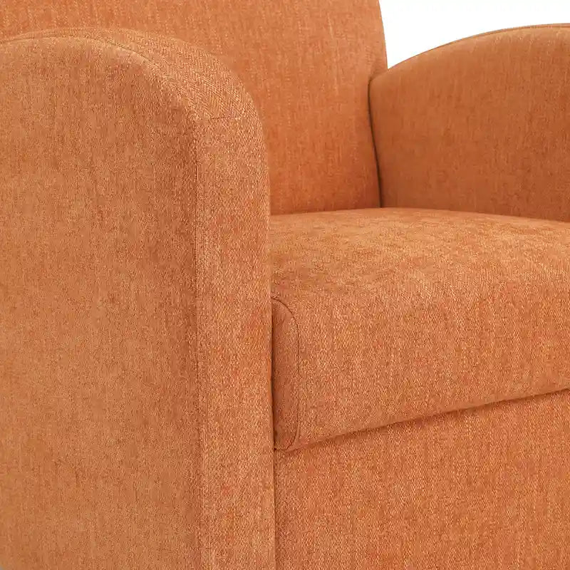 Club Chair & Ottoman Set in Herringbone Orange with Espresso Legs