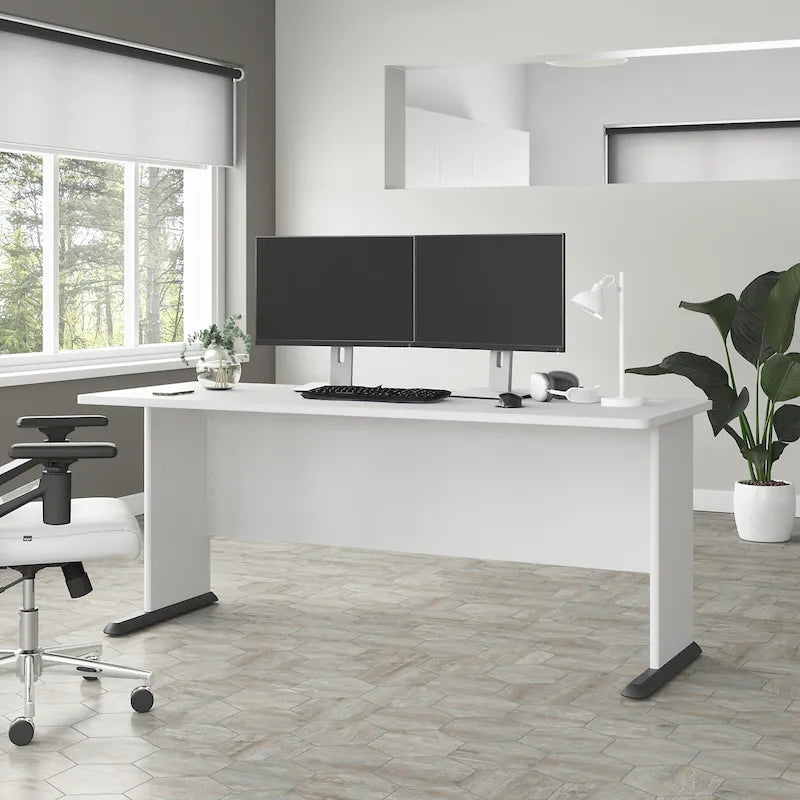 72-Inch Computer Desk with Wire Management and Wall Anchor Hardware