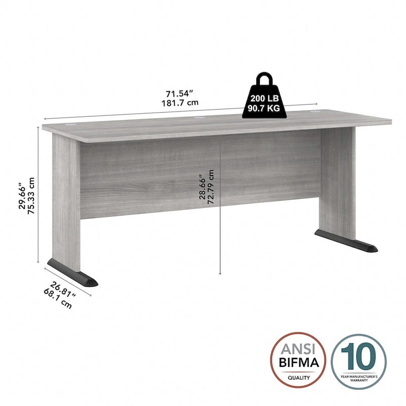 72-Inch Computer Desk with Wire Management and Wall Anchor Hardware