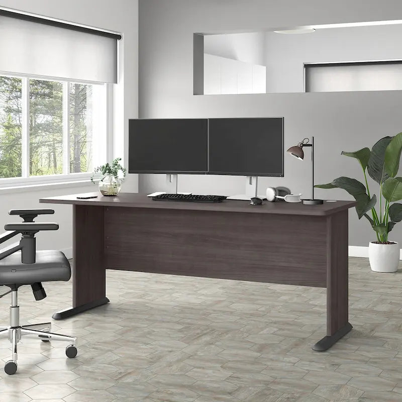 72-Inch Computer Desk with Wire Management and Wall Anchor Hardware