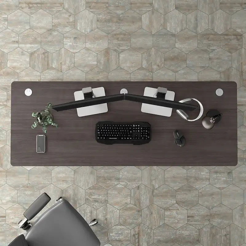 72-Inch Computer Desk with Wire Management and Wall Anchor Hardware