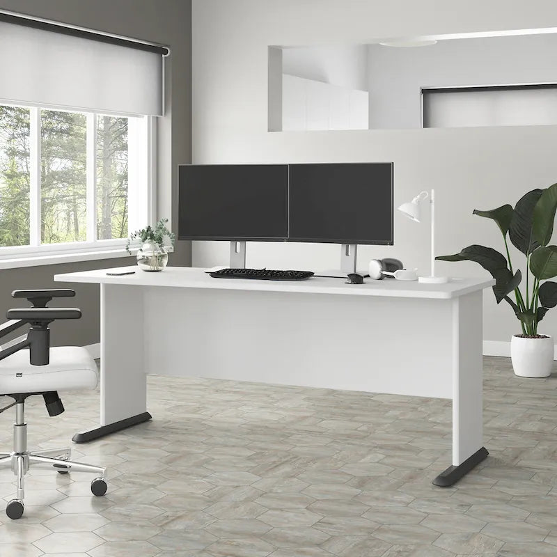 72-Inch Computer Desk with Wire Management and Wall Anchor Hardware