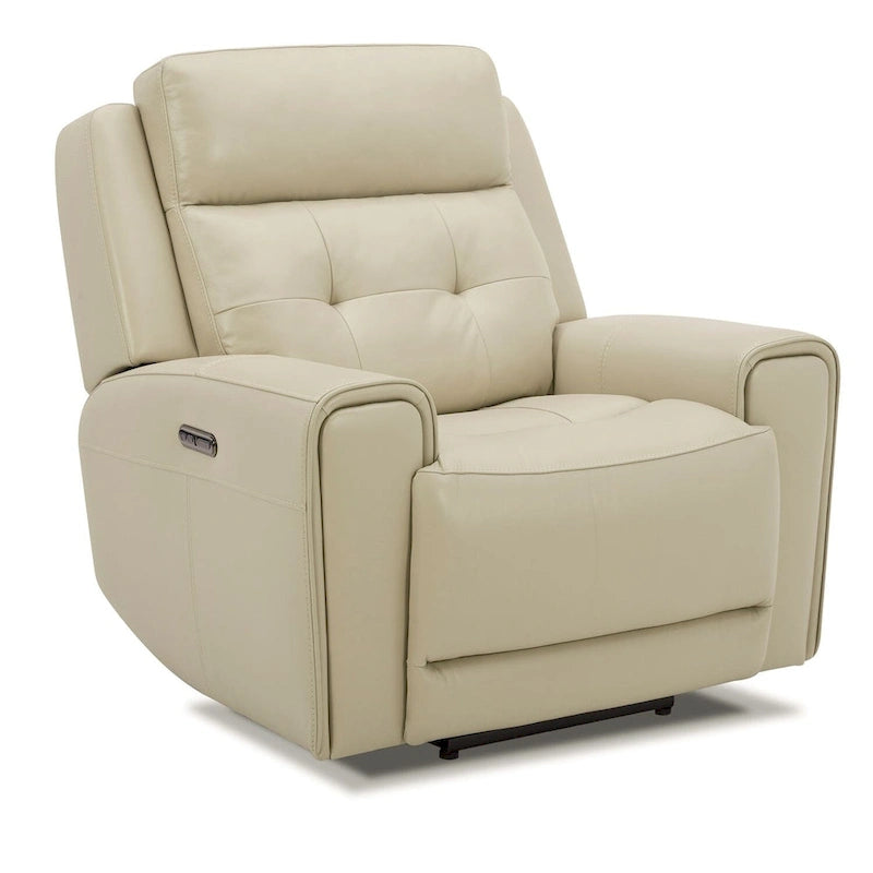 Carrington Top Grain Leather Power Recliner with Swivel Glide and Lumbar Support