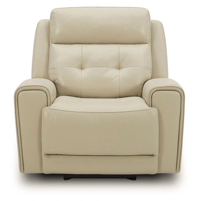 Carrington Top Grain Leather Power Recliner with Swivel Glide and Lumbar Support