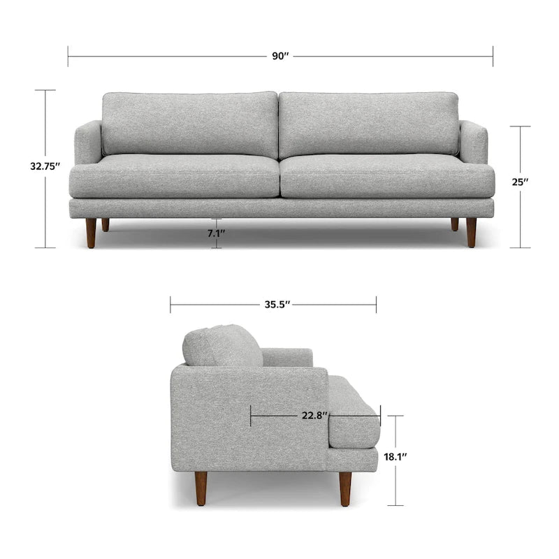 90-Inch Wide Mid-Century Modern Sofa