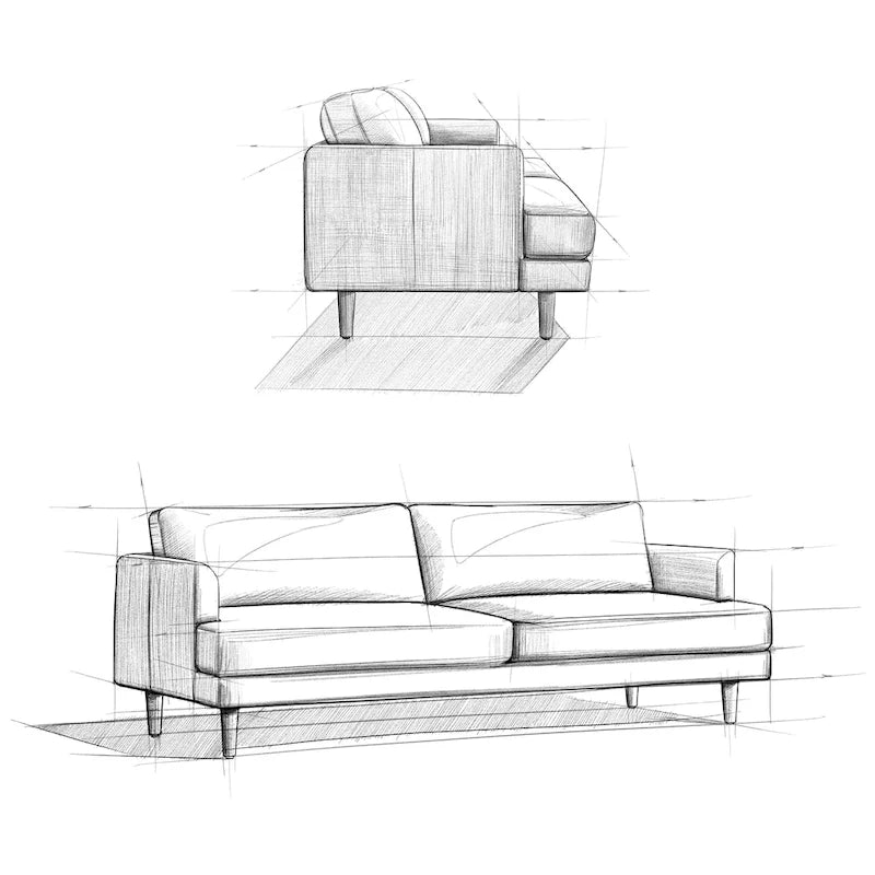 90-Inch Wide Mid-Century Modern Sofa