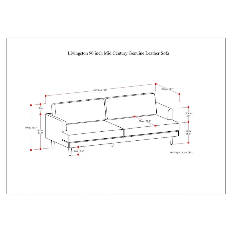 90-Inch Wide Mid-Century Modern Sofa