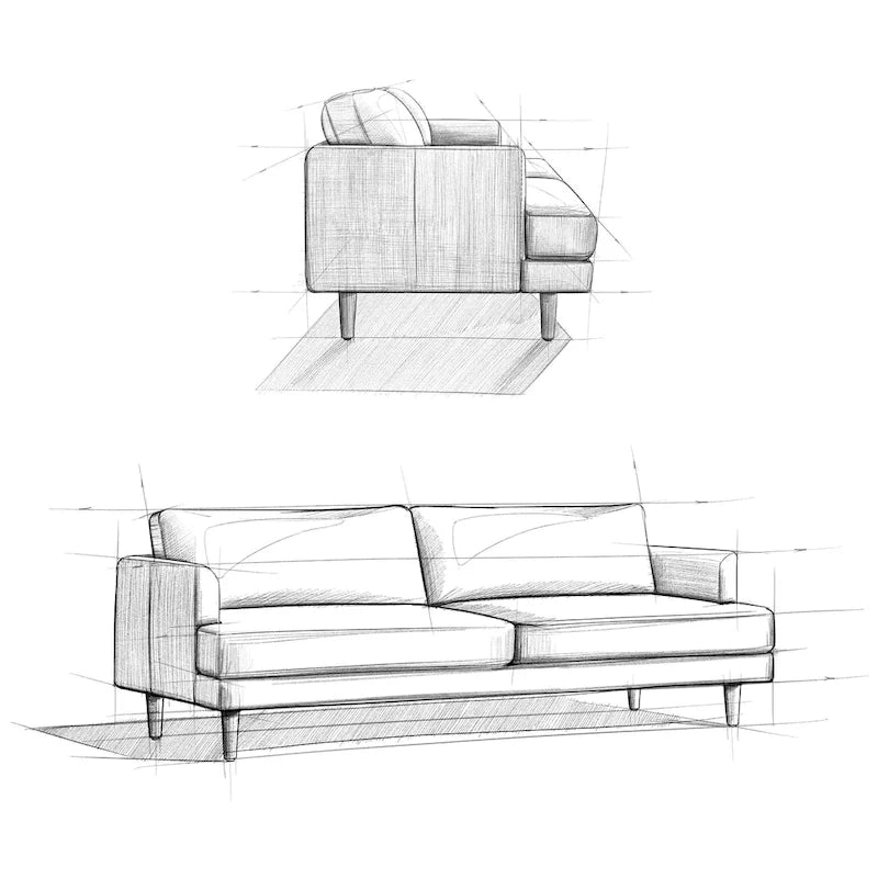90-Inch Wide Mid-Century Modern Sofa