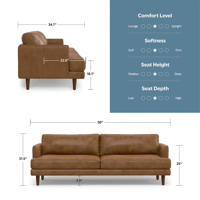 90-Inch Wide Mid-Century Modern Sofa