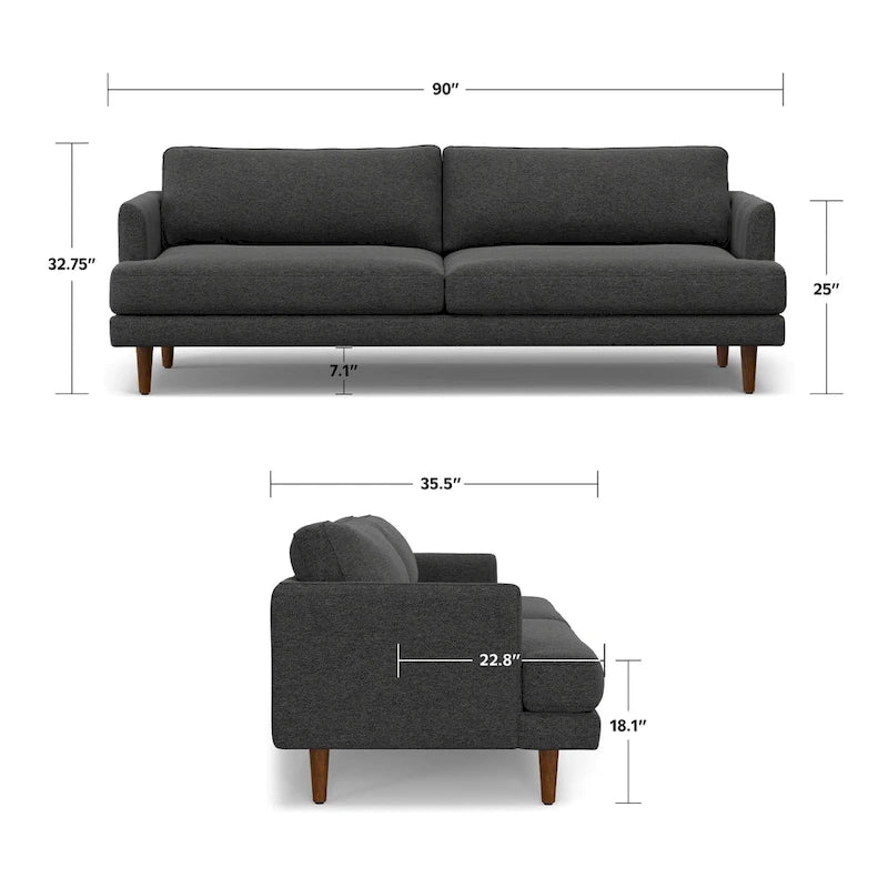 90-Inch Wide Mid-Century Modern Sofa