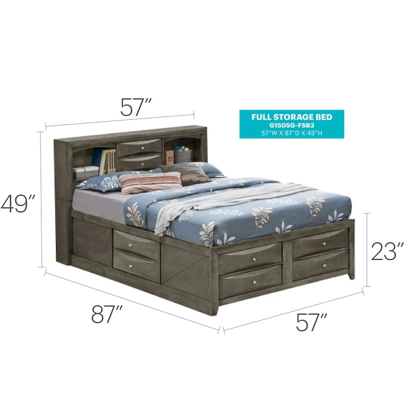 Full Size Panel Bed with Under-Bed Storage