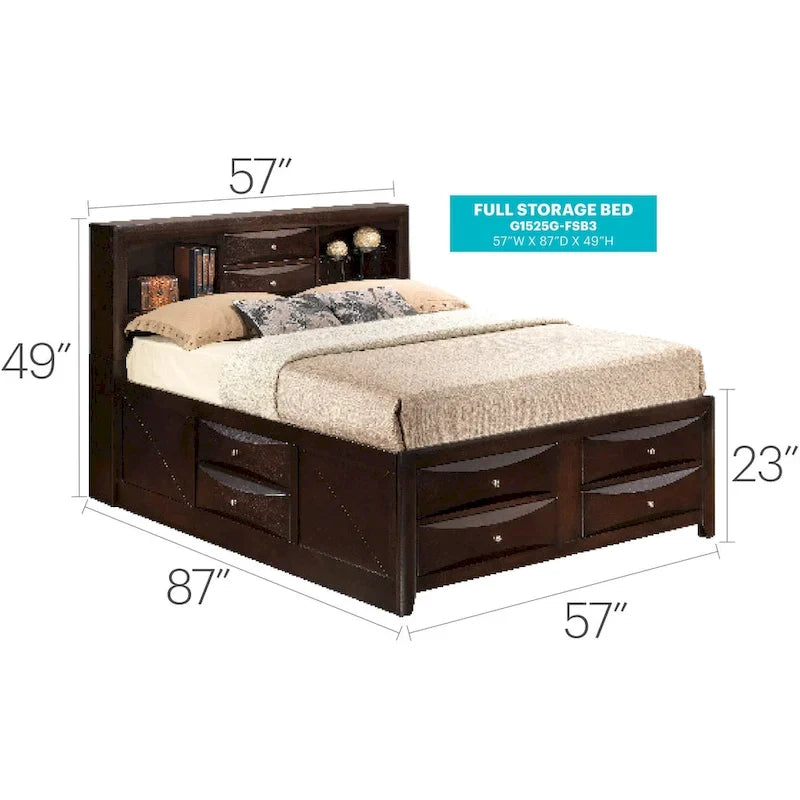 Full Size Panel Bed with Under-Bed Storage