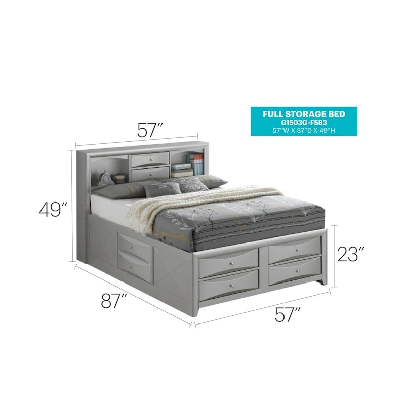 Full Size Panel Bed with Under-Bed Storage
