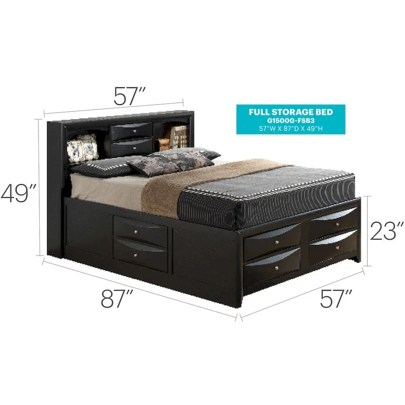 Full Size Panel Bed with Under-Bed Storage