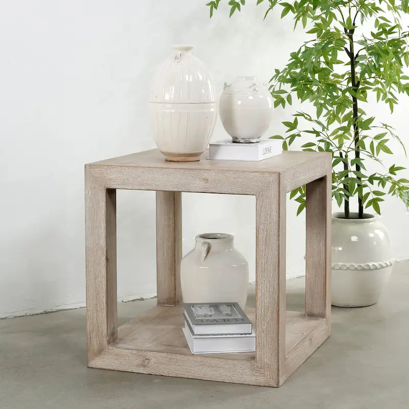 Ming Dynasty-Inspired Square Side Table - 21L x 21W x 22H Reclaimed Wood