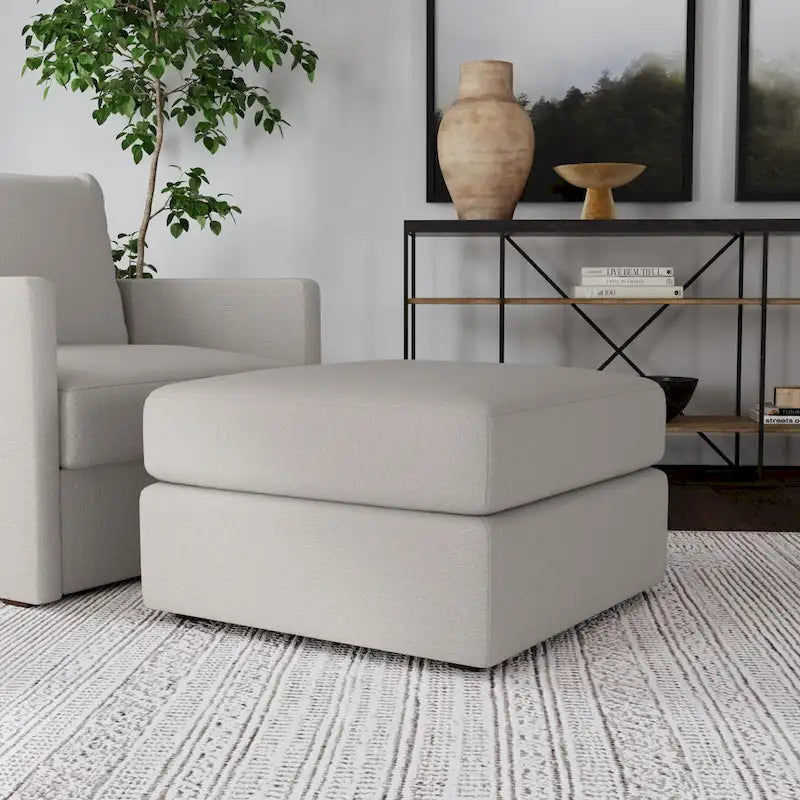 Modular Ottoman in Stain-Resistant Performance Fabric - Taupe