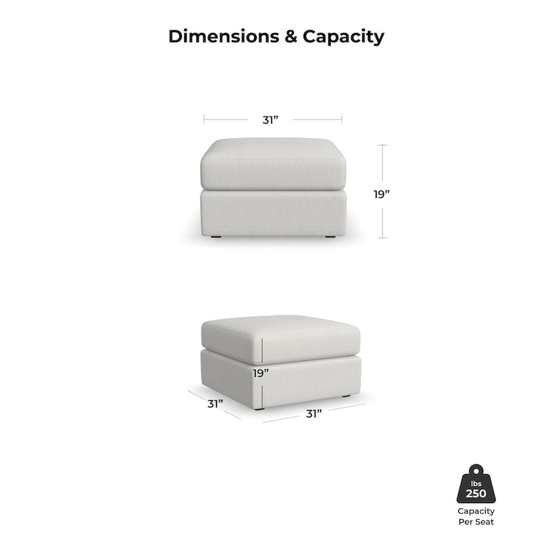 Modular Ottoman in Stain-Resistant Performance Fabric - Taupe