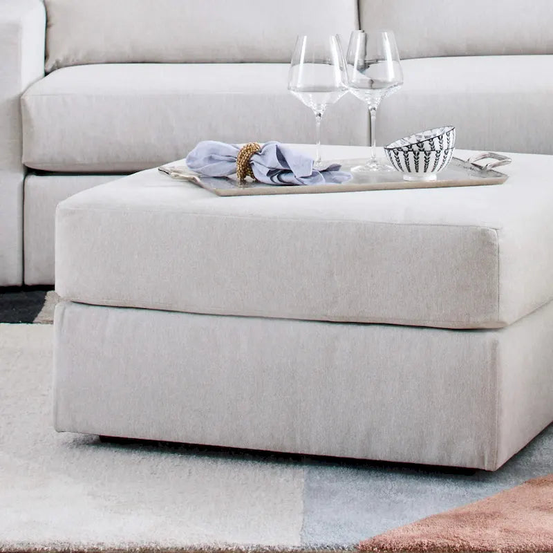 Modular Ottoman in Stain-Resistant Performance Fabric - Taupe