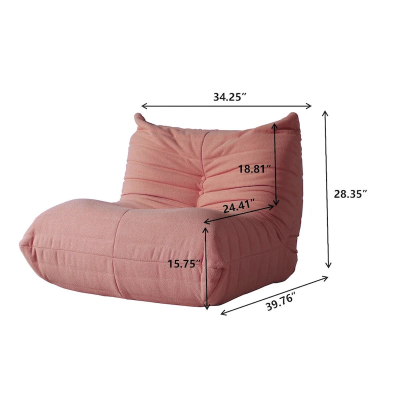 Teddy Velvet Floor Sofa - Lazy Bean Bag Couch, 1 to 3 Seats, 880 lb Capacity