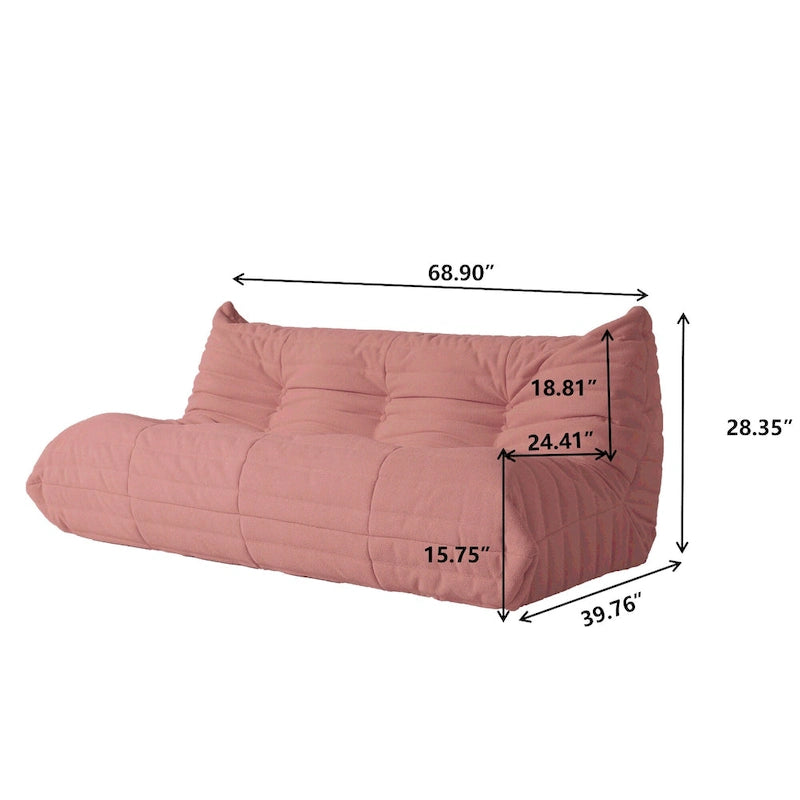 Teddy Velvet Floor Sofa - Lazy Bean Bag Couch, 1 to 3 Seats, 880 lb Capacity