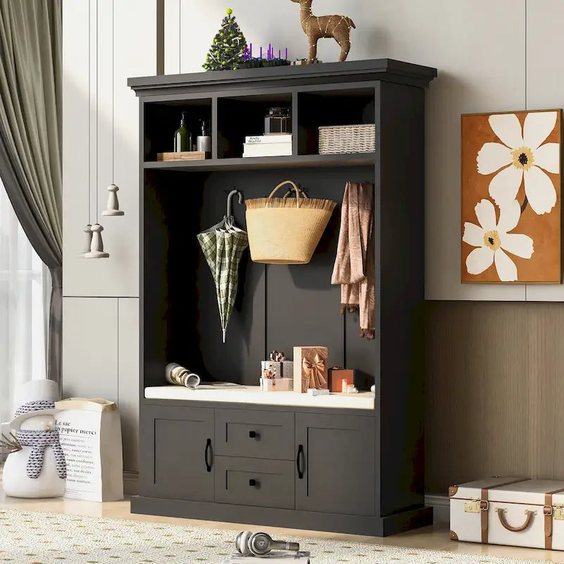 Round Wood Side Table with Bottom Storage Shelf