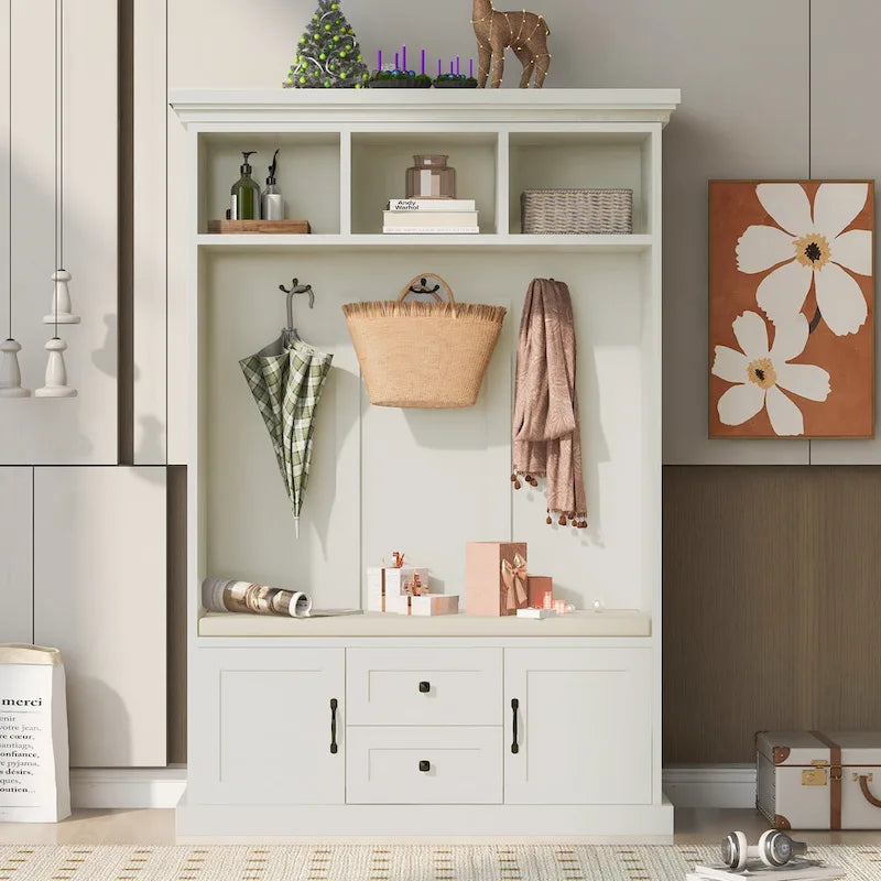 Round Wood Side Table with Bottom Storage Shelf