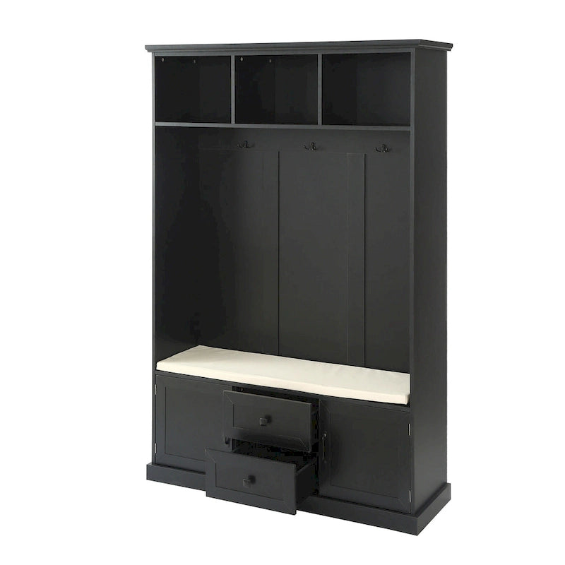 Round Wood Side Table with Bottom Storage Shelf