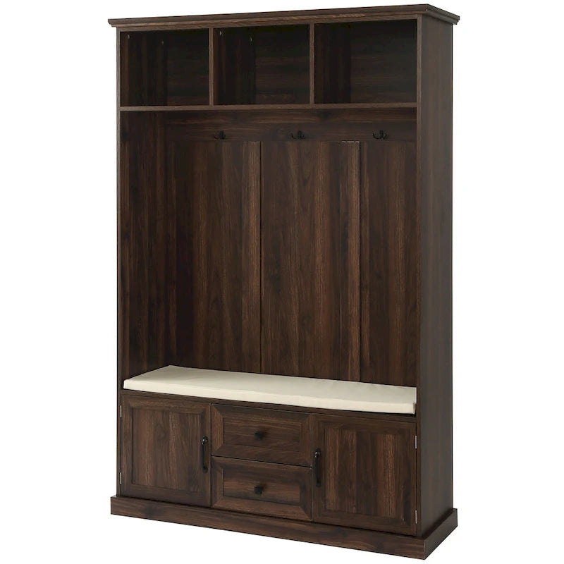 Round Wood Side Table with Bottom Storage Shelf