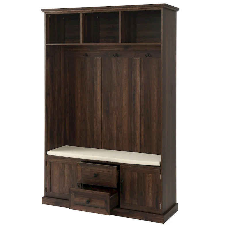 Round Wood Side Table with Bottom Storage Shelf