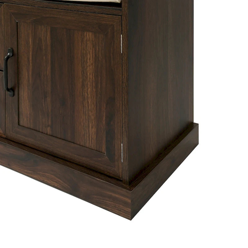 Round Wood Side Table with Bottom Storage Shelf