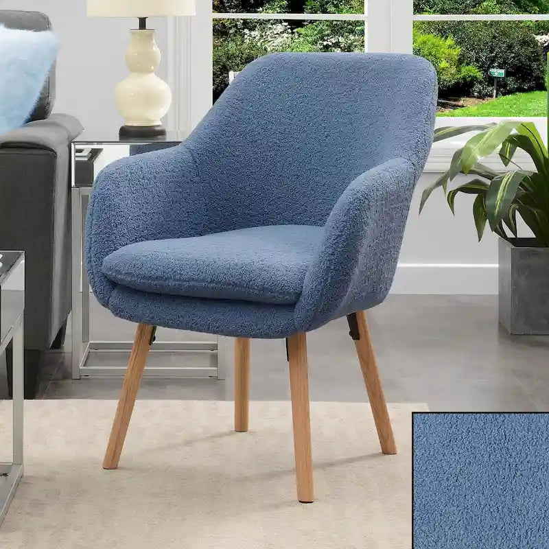 Wingback Sherpa Accent Armchair with Detachable Foam Cushion