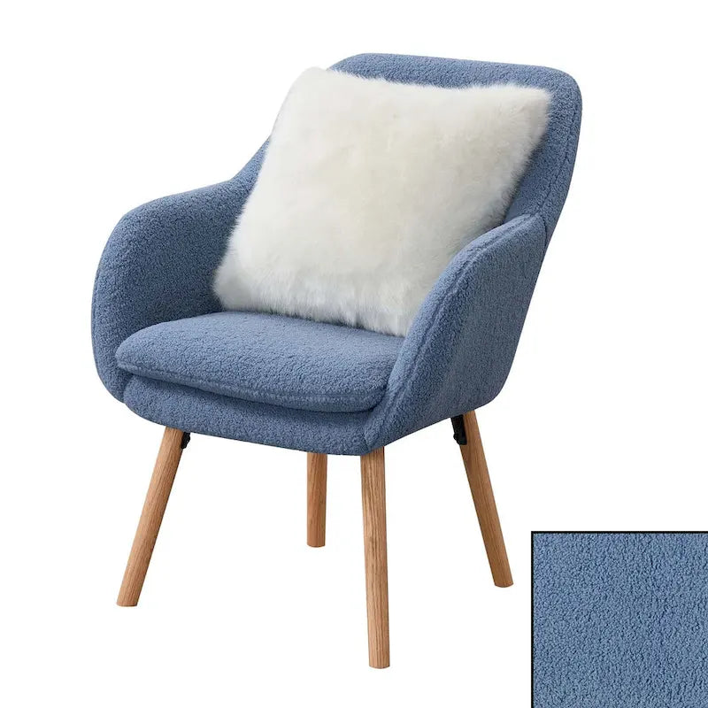 Wingback Sherpa Accent Armchair with Detachable Foam Cushion