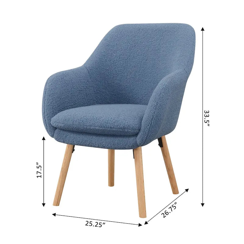 Wingback Sherpa Accent Armchair with Detachable Foam Cushion