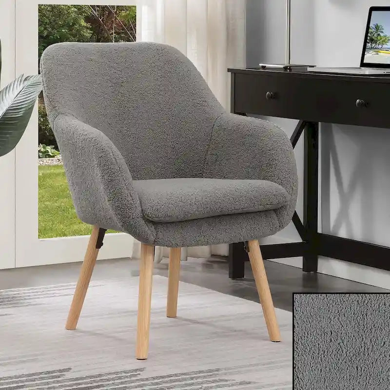 Wingback Sherpa Accent Armchair with Detachable Foam Cushion