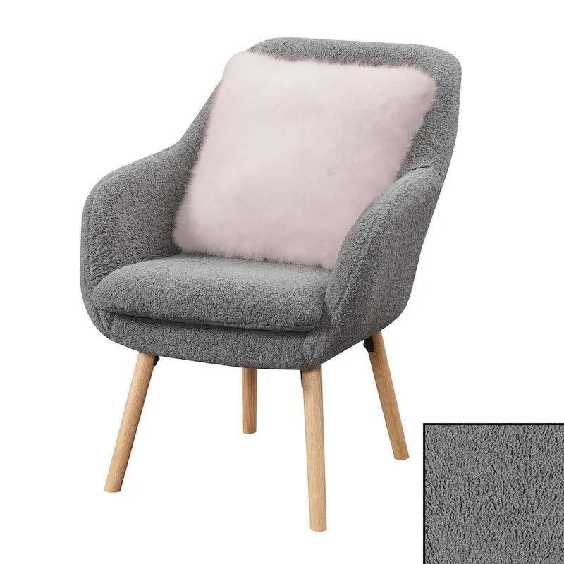Wingback Sherpa Accent Armchair with Detachable Foam Cushion