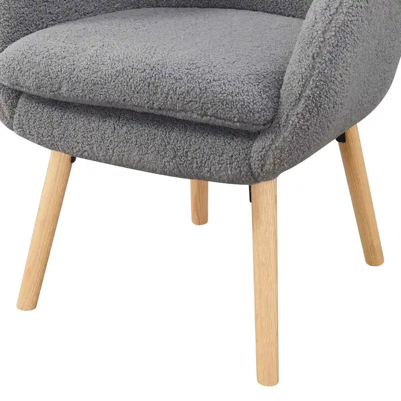 Wingback Sherpa Accent Armchair with Detachable Foam Cushion