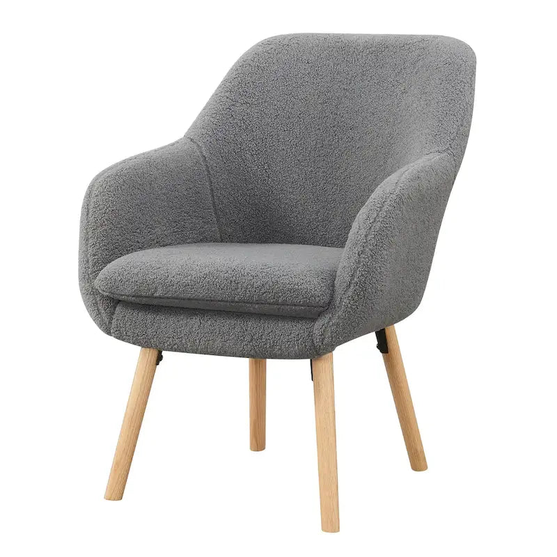 Wingback Sherpa Accent Armchair with Detachable Foam Cushion
