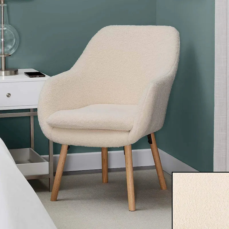 Wingback Sherpa Accent Armchair with Detachable Foam Cushion