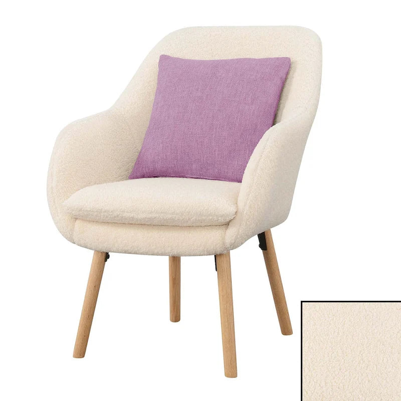 Wingback Sherpa Accent Armchair with Detachable Foam Cushion