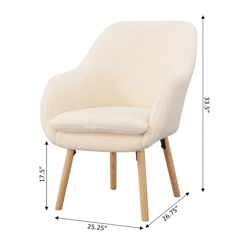 Wingback Sherpa Accent Armchair with Detachable Foam Cushion