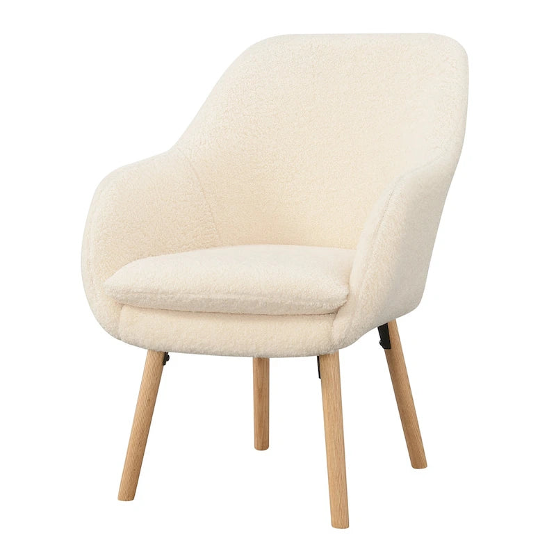 Wingback Sherpa Accent Armchair with Detachable Foam Cushion