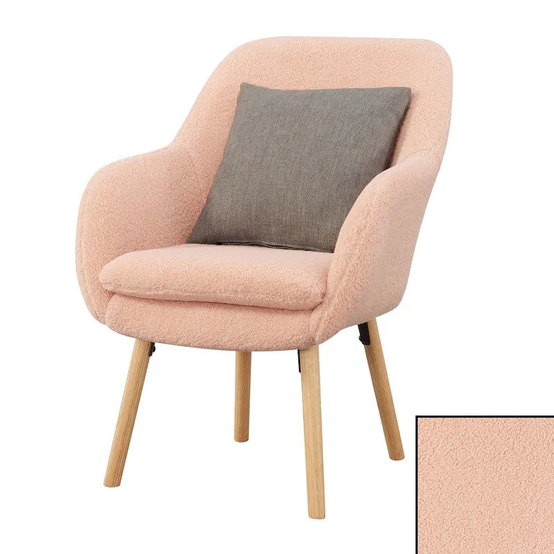 Wingback Sherpa Accent Armchair with Detachable Foam Cushion